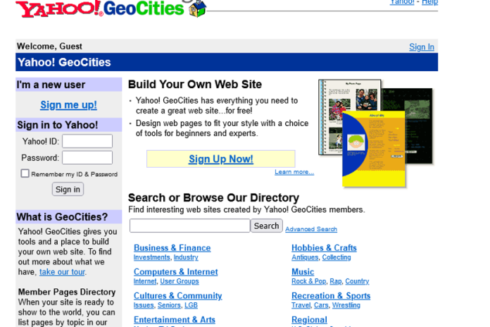 Geocities - The original social networking site